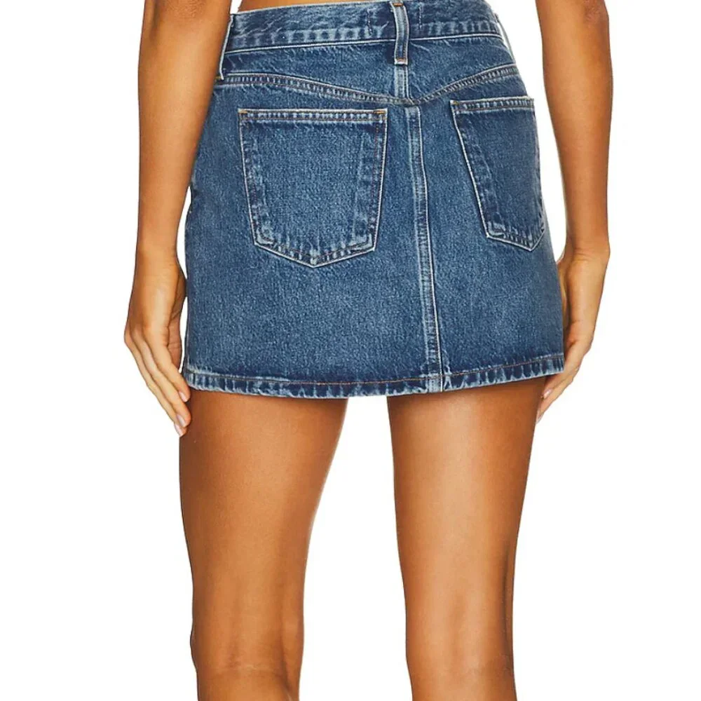 Agolde Blue Denim Mini Skirt - Picture 2 of 6